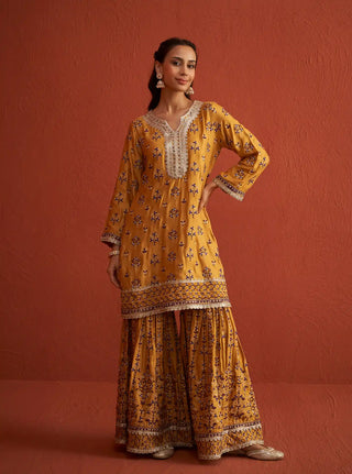 Mahiya mustard kurta and sharara set