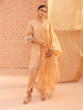 Peach caprina kurta set