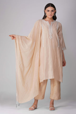 Kora flower border kalidar kurta set