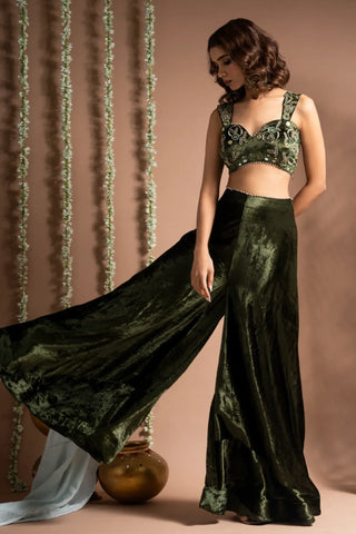 Green velvet indo palazzo set