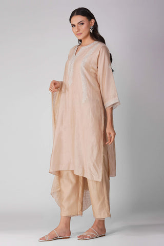 Kora flower border kalidar kurta set