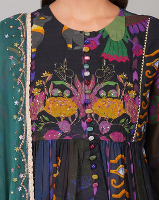 Multicolor egyptian print kurta set