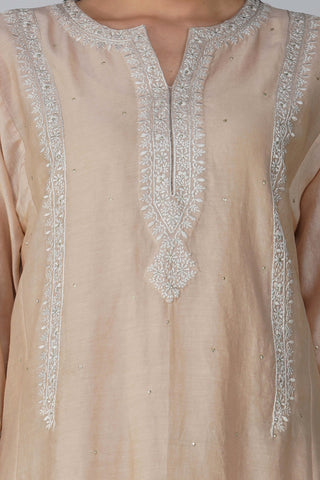 Kora flower border kalidar kurta set