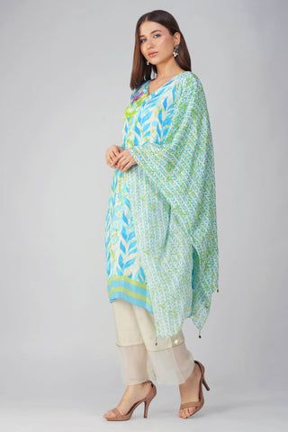 Blue leaf printed kurta set