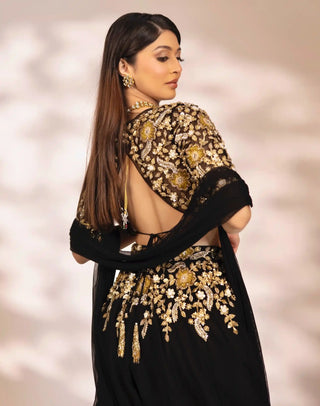 Nara black lehenga set