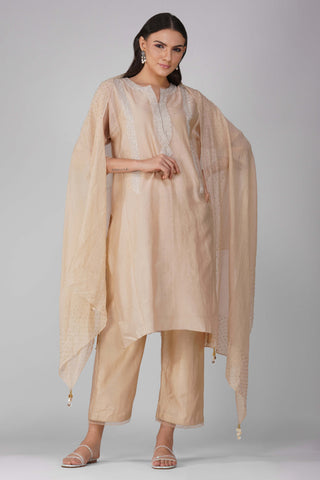 Kora flower border kalidar kurta set