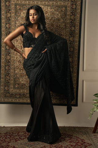 Black iconic saree set