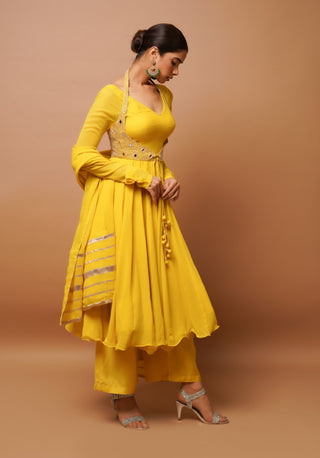 Yellow anarkali suit set