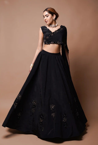 Black cutwork lehenga and blouse