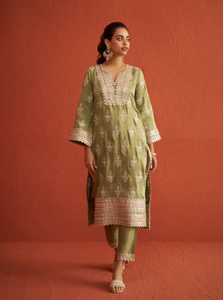 Mitthi sage green kurta set