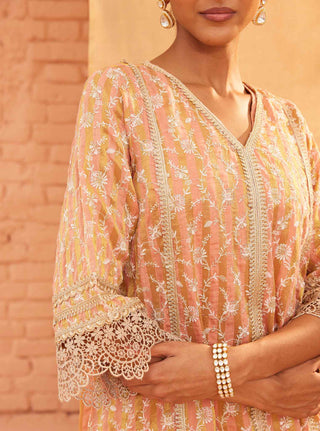 Peach caprina kurta set