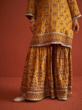 Mahiya mustard kurta and sharara set