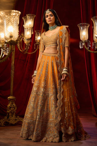 Rust vivah embroidered lehenga set