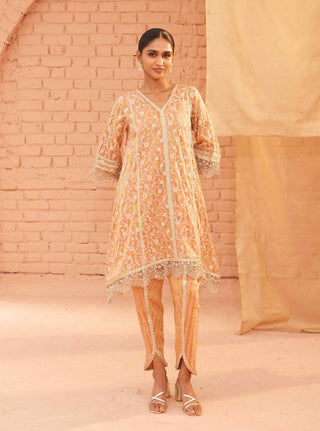 Peach caprina kurta set