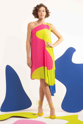 Multicolor havin' a moment drape dress