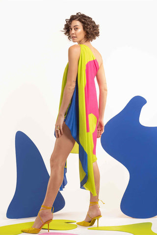 Multicolor havin' a moment drape dress