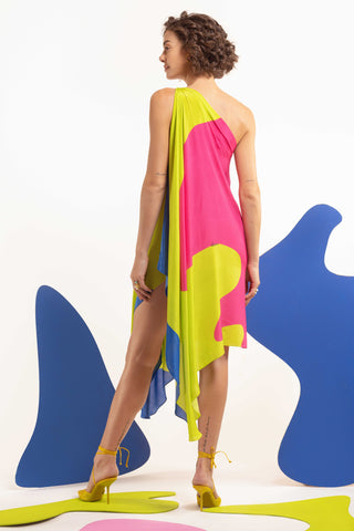 Multicolor havin' a moment drape dress