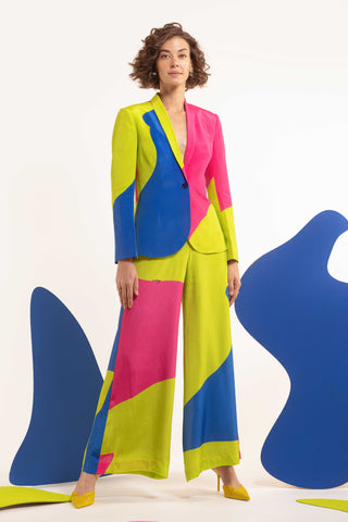 Multicolor blazer with wide leg pant