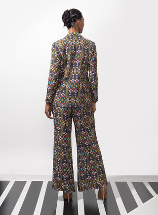 Multicolor wild orchid blazer with pant