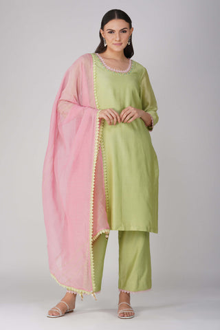 Green small flower kurta set