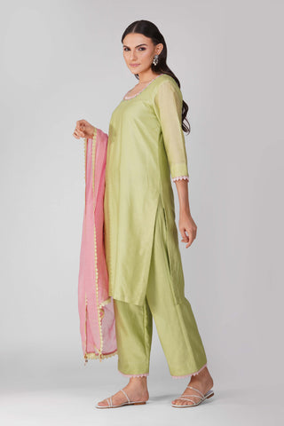 Green small flower kurta set