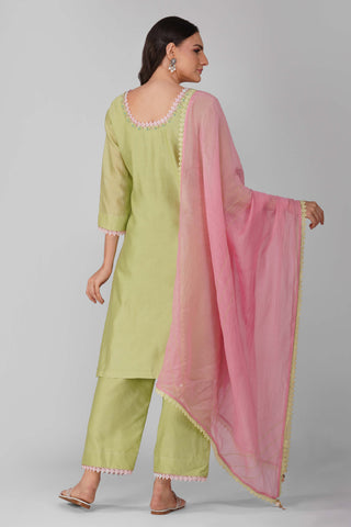 Green small flower kurta set