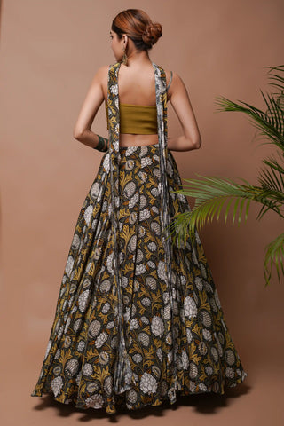 Forest digital print lehenga set