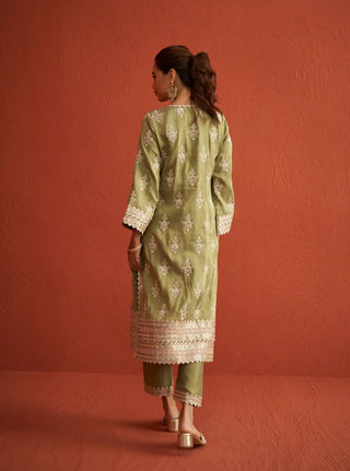 Mitthi sage green kurta set