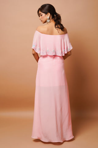 Baby pink cape top and skirt