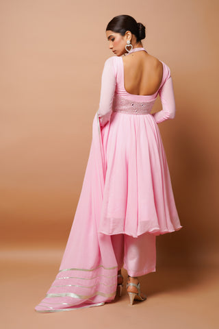 Baby pink anarkali suit set