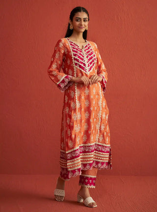 Shubh burnt orange kurta set