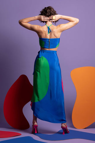 Multicolor wrap around skirt with bustier