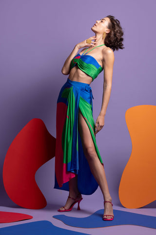 Multicolor wrap around skirt with bustier