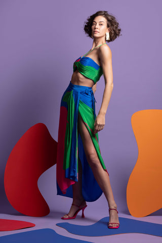 Multicolor wrap around skirt with bustier