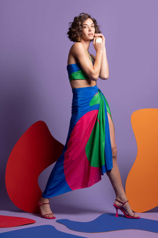 Multicolor wrap around skirt with bustier