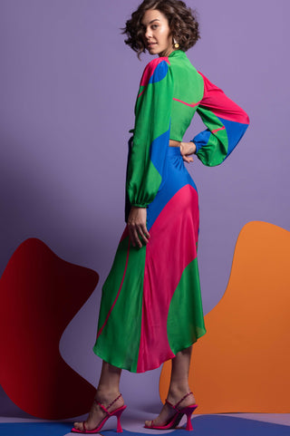 Multicolor crop blazer top with skirt