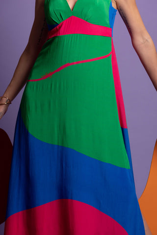 Multicolor smocking detailed maxi dress