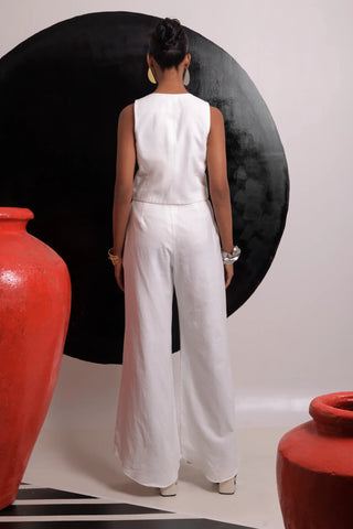 Ivory waist coat with high low pants