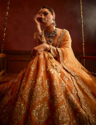 Orange konkona lehenga set