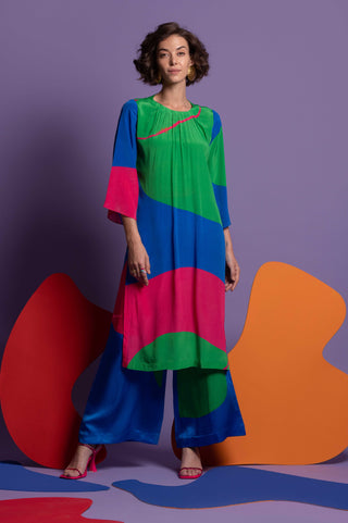 Multicolor tunic with wide leg pant