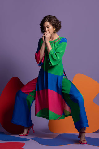 Multicolor tunic with wide leg pant