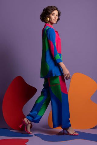 Multicolor natural crepe shirt with pant