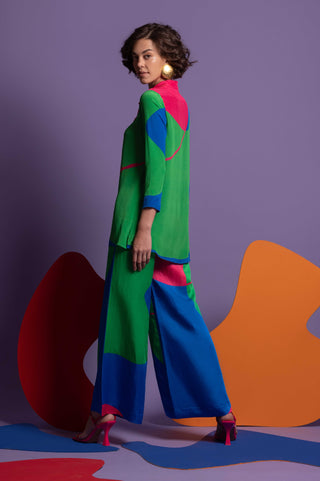 Multicolor natural crepe shirt with pant