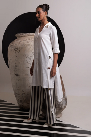 Ivory tie up tunic with pants