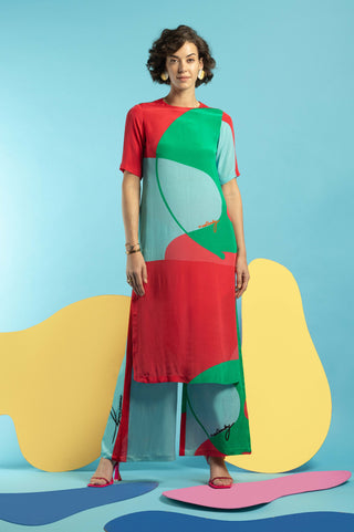 Multicolor tunic with wide leg pant