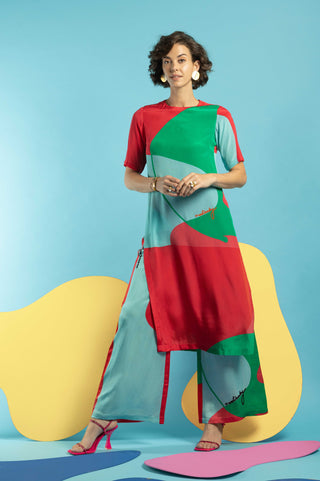 Multicolor tunic with wide leg pant