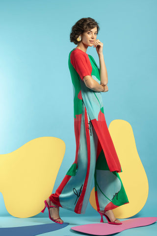 Multicolor tunic with wide leg pant