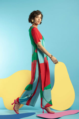 Multicolor tunic with wide leg pant