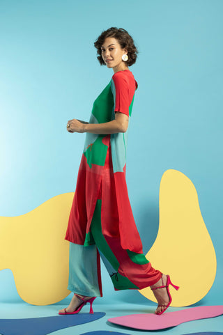 Multicolor tunic with wide leg pant