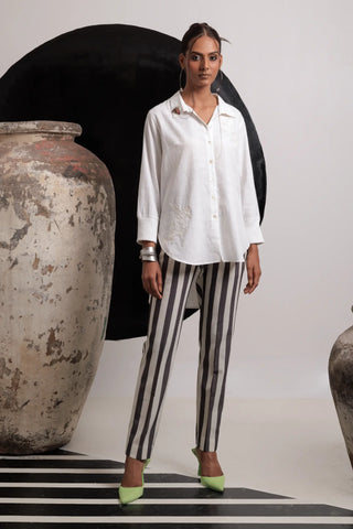 Ivory high low shirt with pants